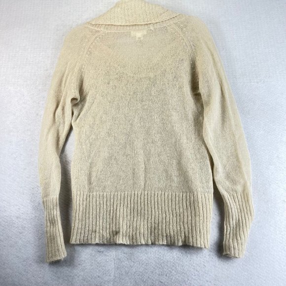 THE LOFT Womens L Cream Soft Knit Crochet Cowl Neck Long Sleeve Sweater Top - Picture 12 of 12